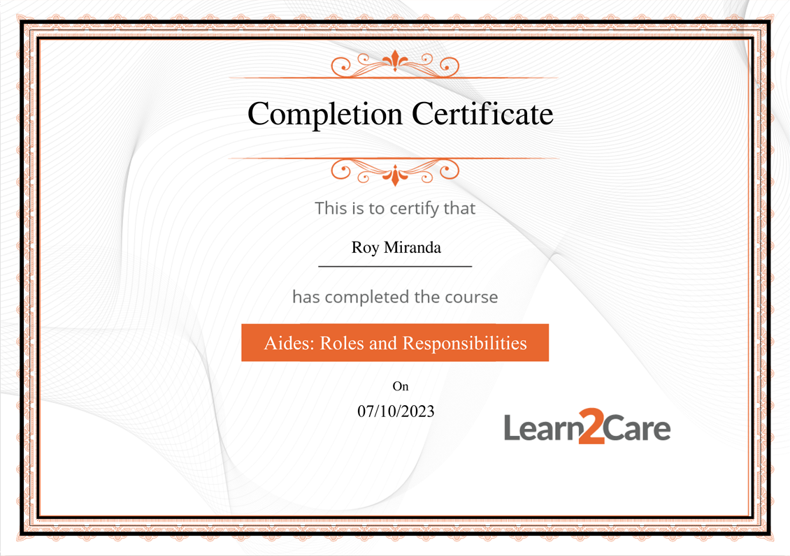 Learn2Care Caregiver Training Certification